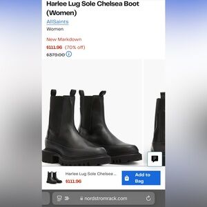 AllSaints Black Harlee Lug Sole Chelsea Boot